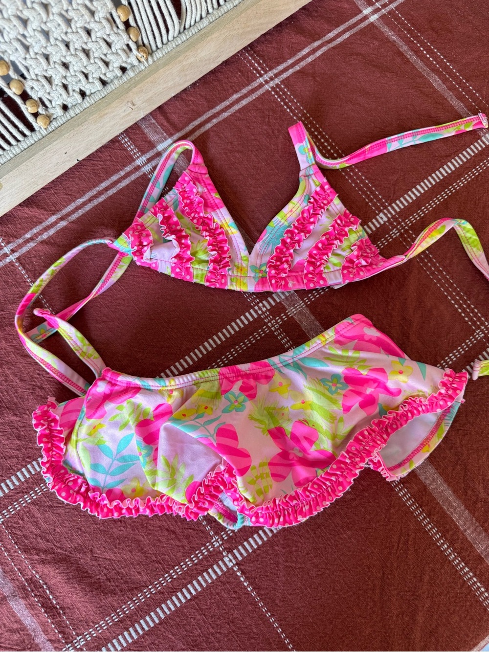 Pink Floral Ruffle Bikini Set 18momth